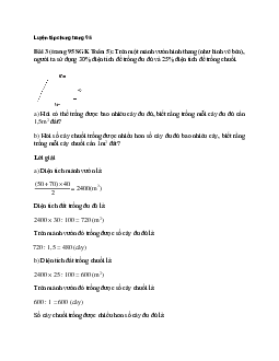 Trên một mảnh vườn hình thang (như hình vẽ bên), người ta sử dụng 30% diện tích để trồng đu đủ