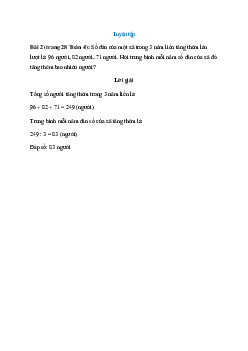 Số dân của một xã trong 3 năm liền tăng thêm lần lượt là: 96 người, 82 người, 71 người