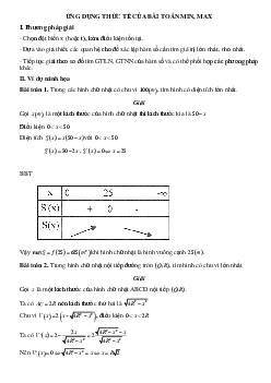 Dạng bài tập Ứng dụng thực tế của bài toán Min, Max có đáp án