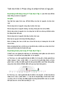 Giải SGK Toán 6 Bài 3 (Chân trời sáng tạo): Phép cộng và phép trừ hai số nguyên