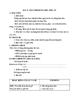 GIÁO ÁN CÔNG NGHỆ 6 BÀI 27: QUY TRÌNH TỔ CHỨC BỮA ĂN MỚI NHẤT – CV5512