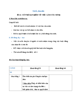 Giáo án đạo đức 5 bài 2: Có trách nhiệm về việc làm của mình mới nhất