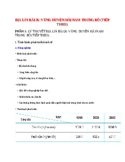 Lý thuyết Địa Lí 9 Bài 26 (mới 2023 + 13 câu trắc nghiệm): Vùng duyên hải Nam Trung Bộ (tiếp theo)