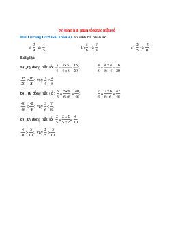 So sánh hai phân số: 3/4 và 4/5