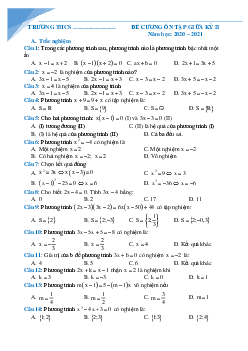 Đề cương giữa kì 2 môn toán lớp 8