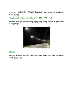 Khi đèn đường được thắp sáng, dạng năng lượng nào đã chuyển thành quang năng