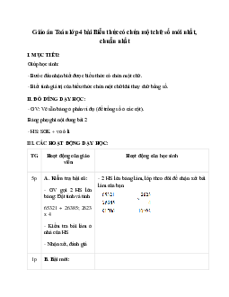 Giáo án Biểu thức có chứa một chữ số (2023) mới nhất -  Toán lớp 4