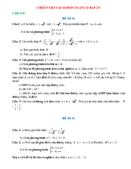 5 đề ôn thi vào 10 môn Toán có đáp án
