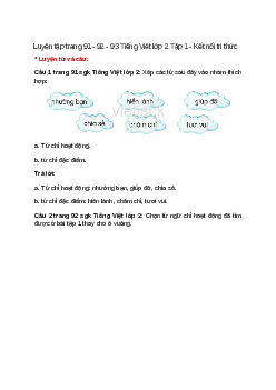 Luyện tập trang 91, 92, 93 Tiếng Việt lớp 2 Tập 1 – Kết nối tri thức