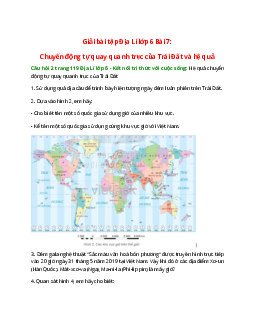 Sử dụng quả địa cầu để trình bày hiện tượng ngày đêm luân phiên trên Trái Đất