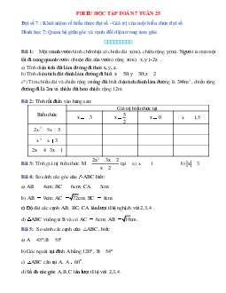 Phiếu bài tập tuần 25 - Toán 7