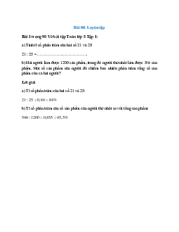 Tính tỉ số phần trăm của hai số 21 và 25