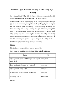 Soạn Tiếng Việt lớp 4: Luyện từ và câu: Mở rộng vốn từ: Trung thực - Tự trọng mới nhất