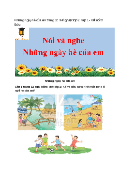 Những ngày hè của em trang 12 Tiếng Việt lớp 2 Tập 1 - Kết nối tri thức