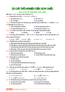 Bộ Đề 120 Câu Trắc Nghiệm Dòng Điện Xoay Chiều Môn Vật Lý Lớp 12