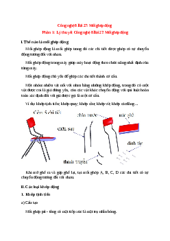 Lý thuyết Công nghệ 8 Bài 27 (mới 2023 + 10 câu trắc nghiệm): Mối ghép động