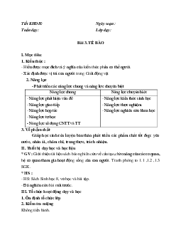 Giáo án Sinh học 8 Bài 3: Tế bào mới nhất - CV5512