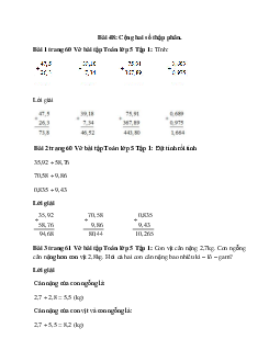 Vở bài tập Toán lớp 5 Tập 1 trang 60, 61 Bài 48: Cộng hai số thập phân