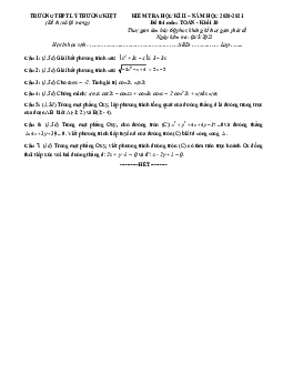 Đề thi học kì 2 môn toán 10 trường THPT Lý Thường Kiệt năm học 2020-2021