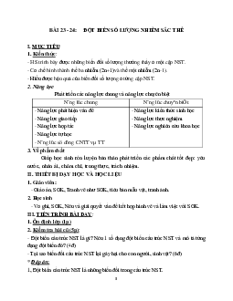Giáo án Sinh học 9 Bài 23-24: Đột biến số lượng nhiễm sắc thể (tiếp theo) mới nhất - CV5555