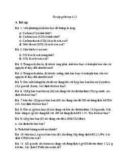 84 câu trắc nghiệm ôn tập Hóa học giữa học kì 2 lớp 9