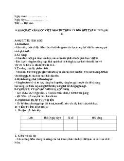 Giáo án Ngữ văn 10 tập 1 bài Khái quát văn học Việt Nam từ thế kỉ X đến hết thế kỉ XIX (tiết 2) mới nhất