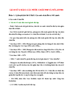 Lý thuyết Lịch Sử 12 Bài 5 (mới 2023 + 61 câu trắc nghiệm): Các nước châu Phi và Mĩ Latinh