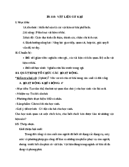 Giáo án Công Nghệ 8 Bài 18: Vật liệu cơ khí mới nhất - CV5512