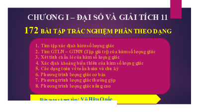 172 bài tập trắc nghiệm hàm số lượng giác và phương trình lượng giác - có đáp án 2023