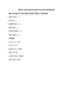 Tính nhẩm: 24 : 0,1