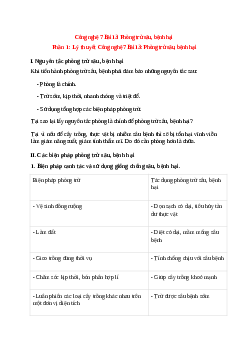 Công nghệ 7 Bài 13 (Lý thuyết và trắc nghiệm): Phòng trừ sâu, bệnh hại