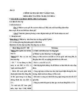 Giáo án GDCD 11 Bài 13 Chính sách giáo dục và đạo tạo khoa học và công nghệ, văn hóa tiết 2 mới nhất
