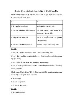Soạn Tiếng Việt lớp 5: Luyện từ và câu: Luyện tập về từ nhiều nghĩa mới nhất