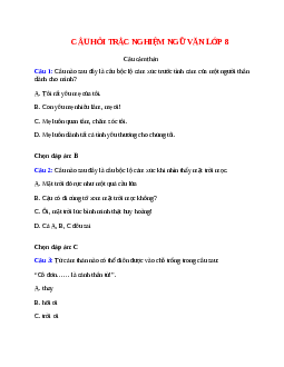 15 câu Trắc nghiệm Câu cảm thán có đáp án 2023 - Ngữ văn 8
