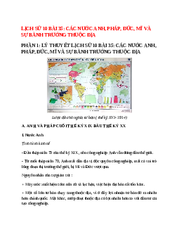 Lịch Sử 10 Bài 35 (Lý thuyết và trắc nghiệm): Các nước Anh, Pháp, Đức, Mĩ và sự bành trướng thuộc địa