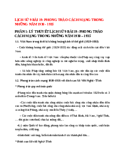 Lý thuyết Lịch Sử 9 Bài 19 (mới 2023 + 15 câu trắc nghiệm): Phong trào cách mạng trong những năm 1930 - 1935