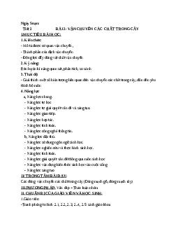 Giáo án Sinh học 11 Bài 2: Vận chuyển các chất trong cây mới nhất