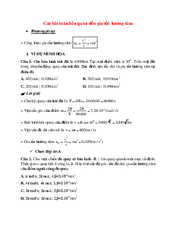 Phương pháp giải và bài tập về Các bài toán liên quan đến gia tốc hướng tâm chọn lọc