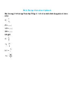 Viết số tự nhiên dưới dạng phân số (theo mẫu): 9 = 9/1