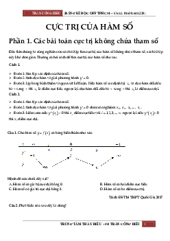 50 câu Trắc nghiệm Cực trị của hàm số có đáp án 2023 – Toán 12