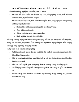 Lý thuyết Lịch sử 10: Bài 22: Tình hình kinh tế ở các thế kỉ XVI - XVIII mới nhất