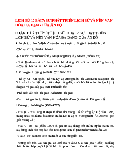 Lịch Sử 10 Bài 7 (Lý thuyết và trắc nghiệm): Sự phát triển lịch sử và nền văn hóa đa dạng của Ấn Độ
