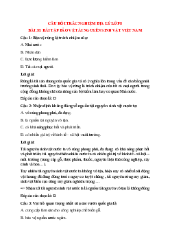 31 câu Trắc nghiệm Địa lí 8 Bài 38 có đáp án 2023: Bảo vệ tài nguyên sinh vật Việt Nam