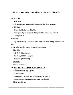 Giáo án Công Nghệ 7 Bài 45: Nuôi dưỡng và chăm sóc các loại vật nuôi mới nhất - CV5555