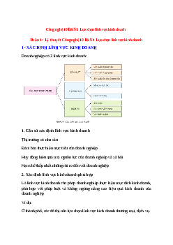 Công nghệ 10 Bài 51 (Lý thuyết và trắc nghiệm): Lựa chọn lĩnh vực kinh doanh