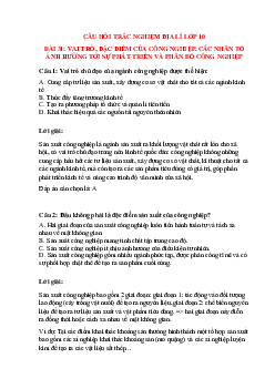 Trắc nghiệm Địa lí 10 Bài 31 có đáp án: Vai trò, đặc điểm của công nghiệp