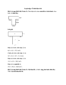 Toán lớp 5 trang 104 Luyện tập về tính diện tích