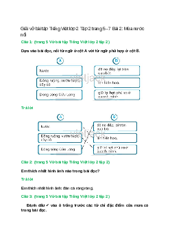 Vở bài tập Tiếng Việt lớp 2 Tập 2 trang 5, 6, 7 Bài 2: Mùa nước nổi – Kết nối tri thức