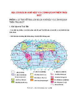 Lý thuyết Địa Lí 8 Bài 20 (mới 2023 + 13 câu trắc nghiệm): Khí hậu và cảnh quan trên Trái Đất
