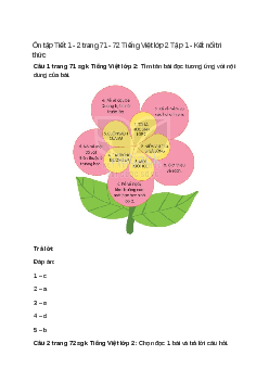 Ôn tập Tiết 1 - 2 trang 71, 72 Tiếng Việt lớp 2 Tập 1 – Kết nối tri thức